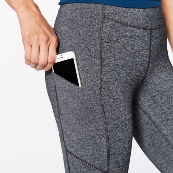 Lululemon Speed Up Crop Heathered Black 21" Inseam Running Leggings Size 4 - Picture 5 of 15